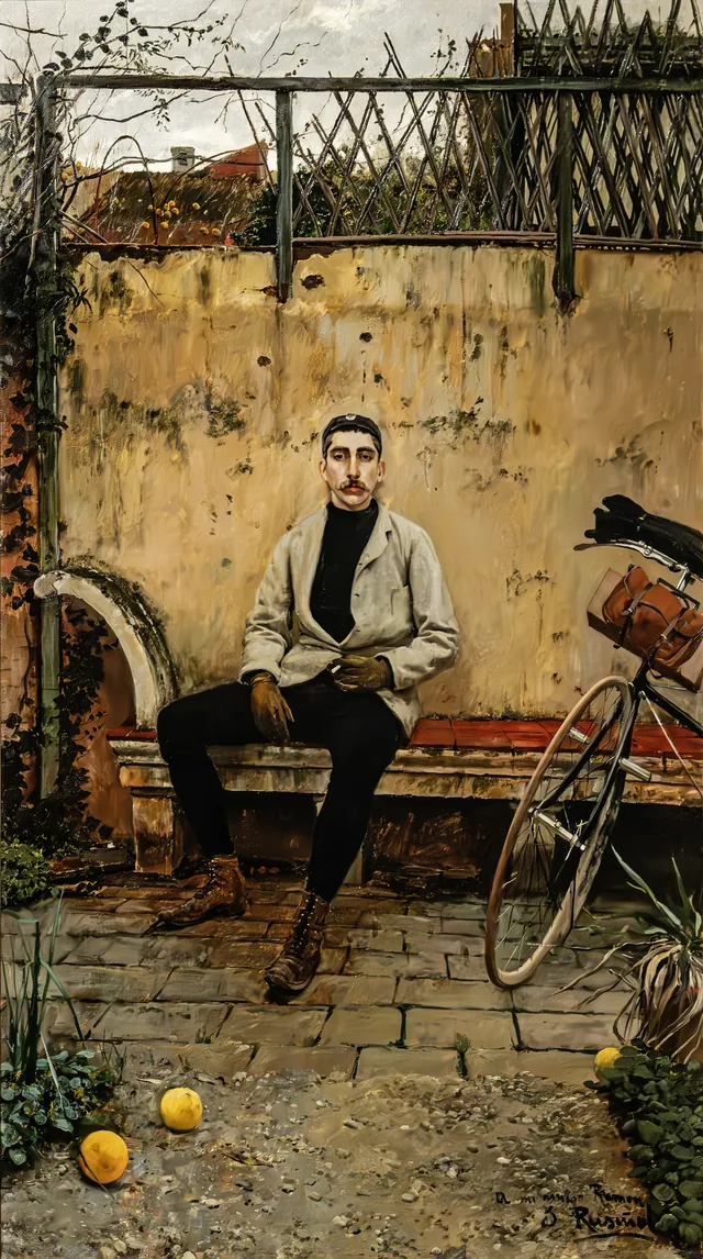 Ramon Casas on a Bicycle, Santiago Rusiñol