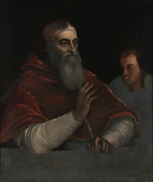 Retrato do papa Paulo III com um sobrinho (Otávio Farnésio?)