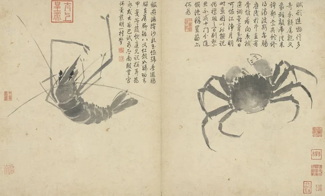 Apuntes del natural: Cangrejo y camarón, Shen Zhou