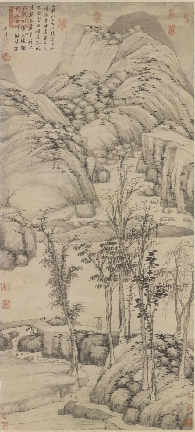 策杖図, 沈周