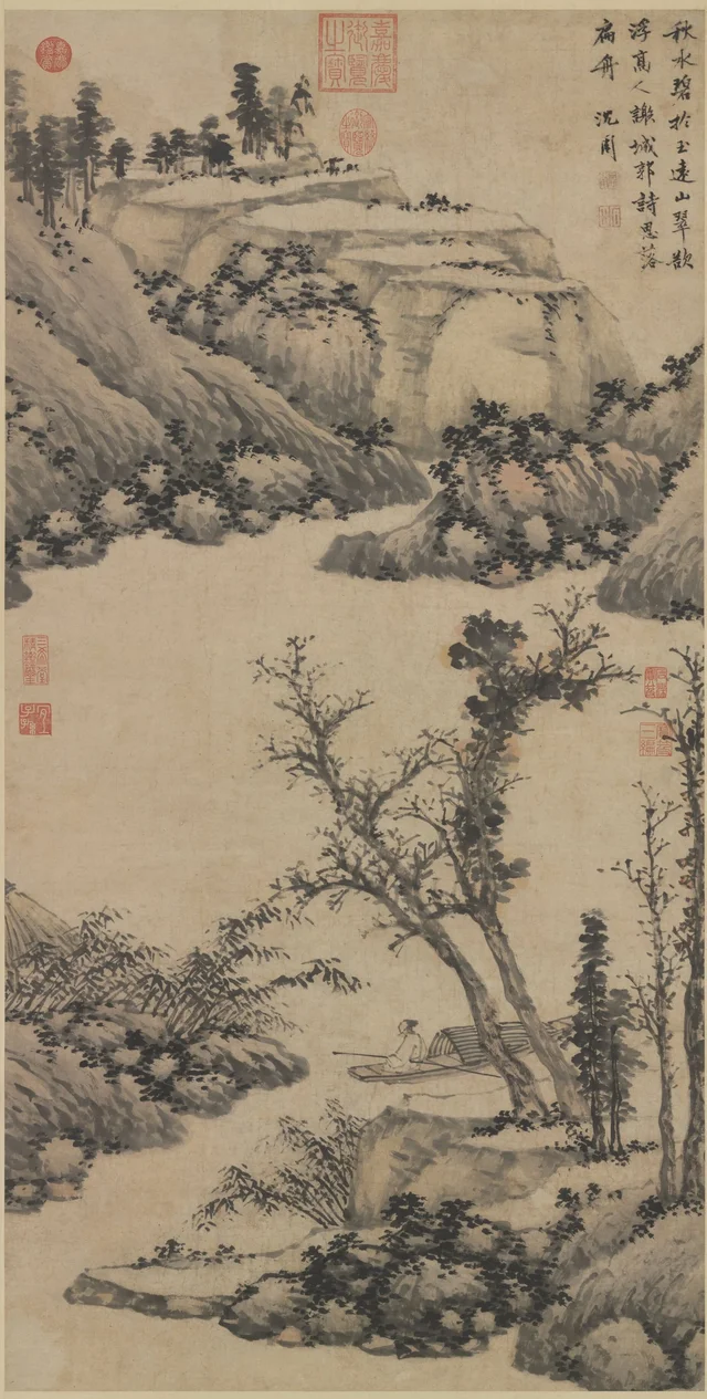 扁舟詩思図, 沈周