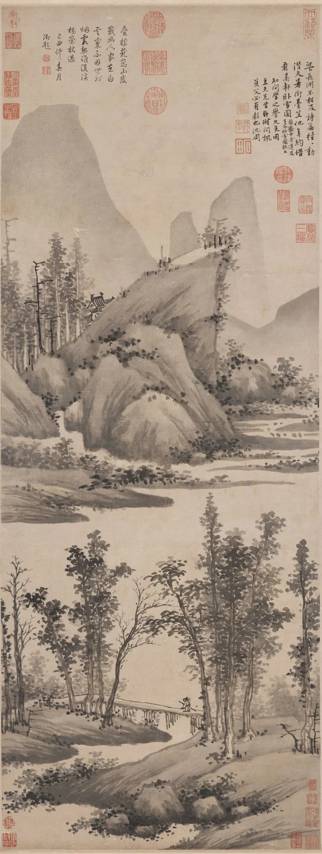 溪橋訪友, 沈周
