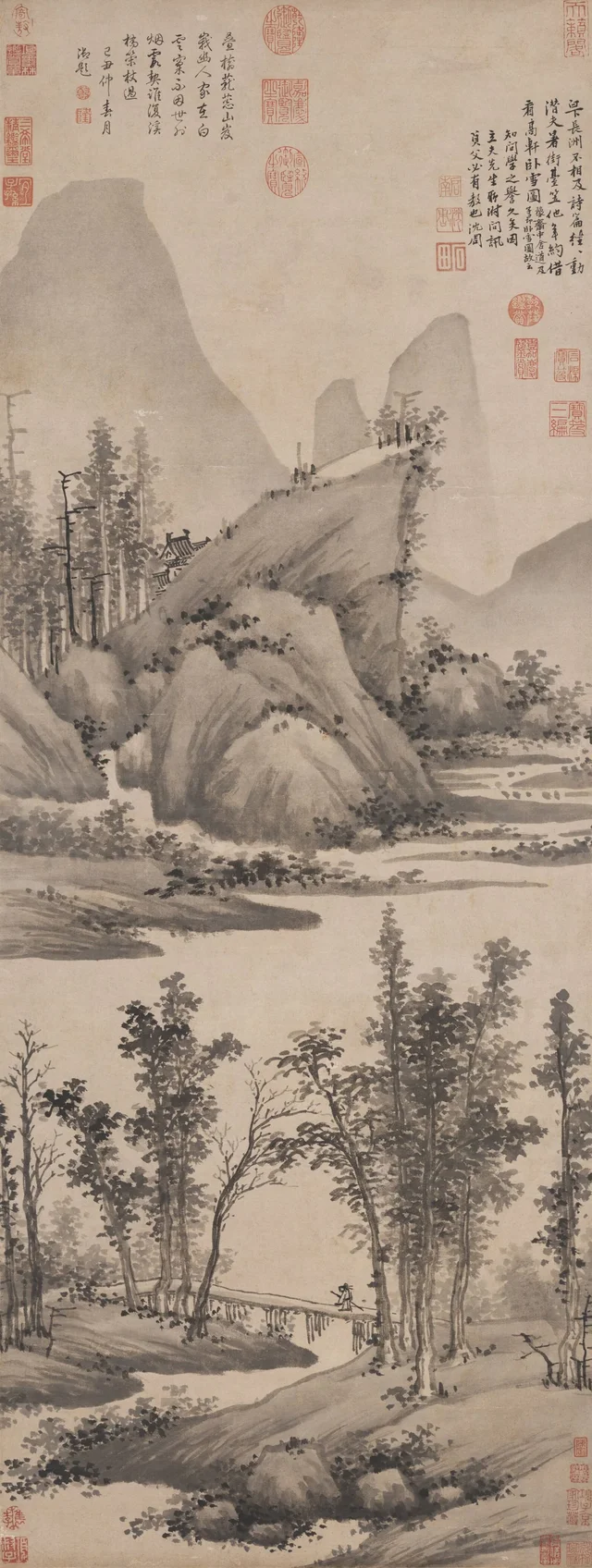 Cruzar un puente para visitar a unos amigos, Shen Zhou