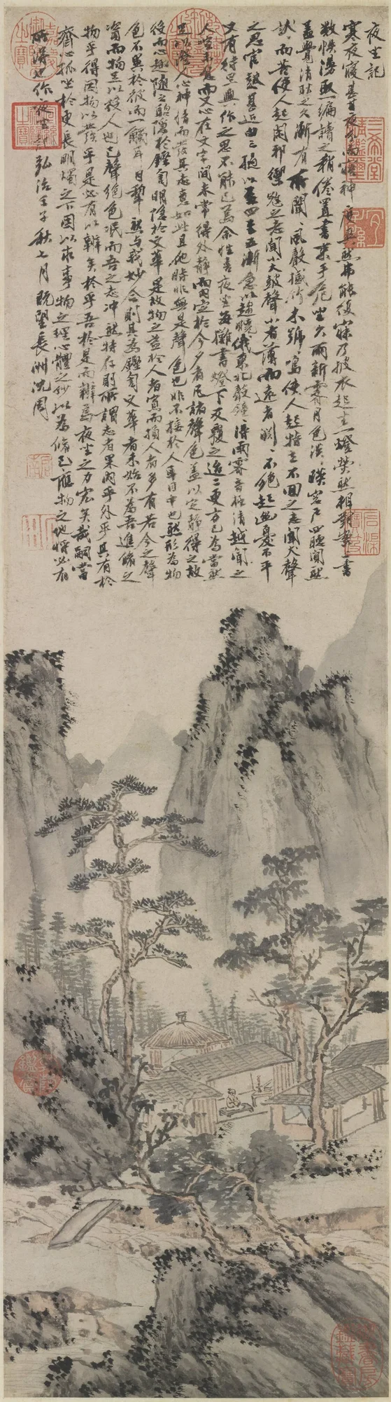 夜坐図, 沈周