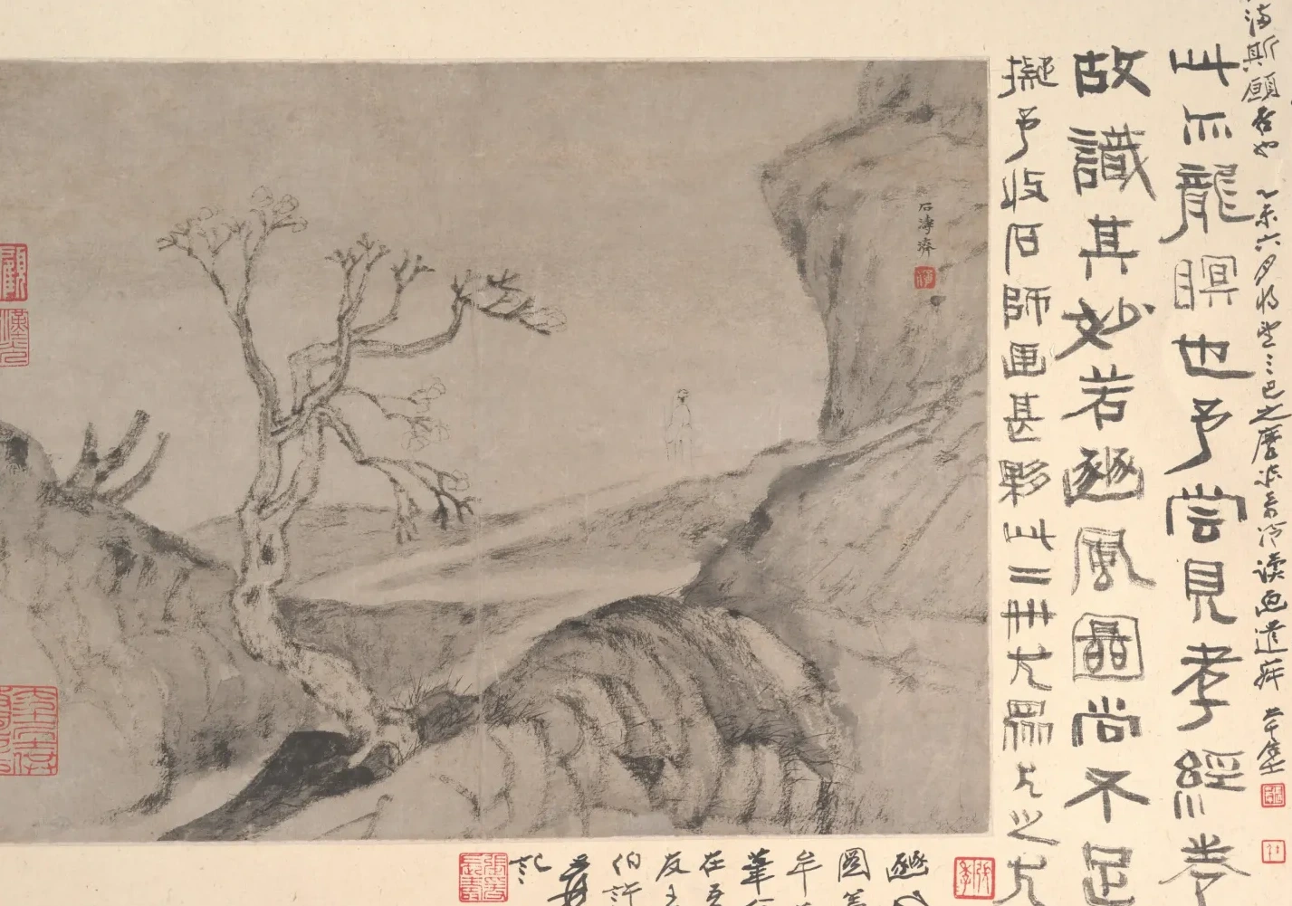 Paysage avec personnage, Shitao