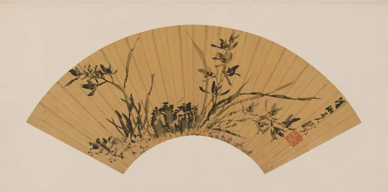 石涛兰石扇