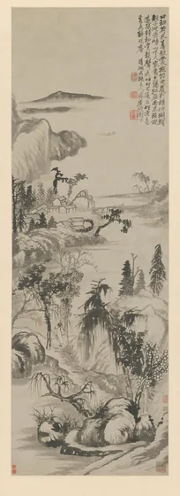 石涛横塘曳履图轴