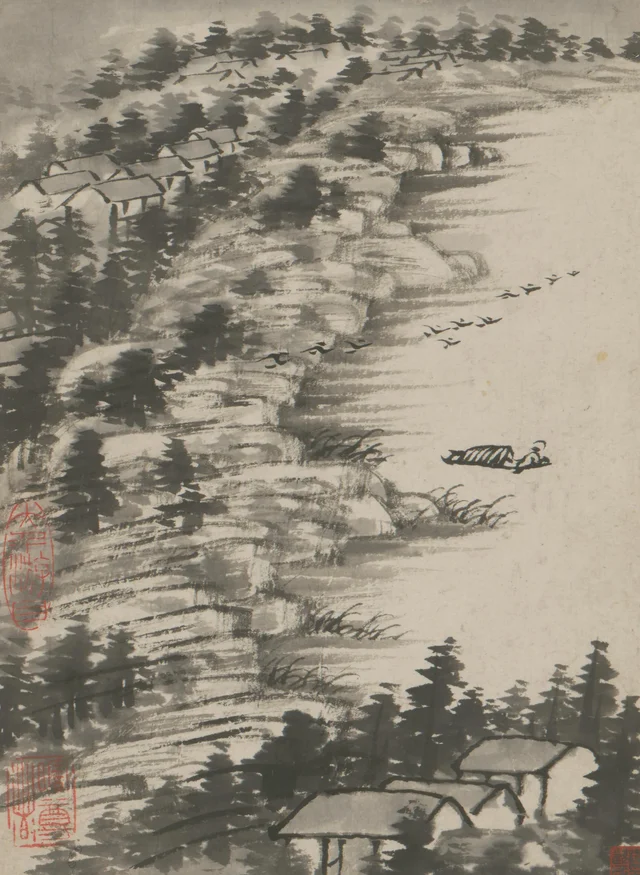 Álbum que ilustra poemas sobre el templo Longyou en Jinshan