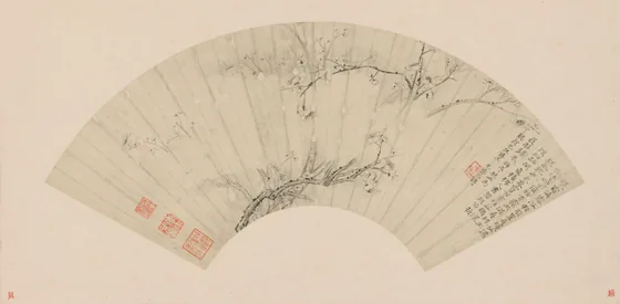 原济梅花图扇