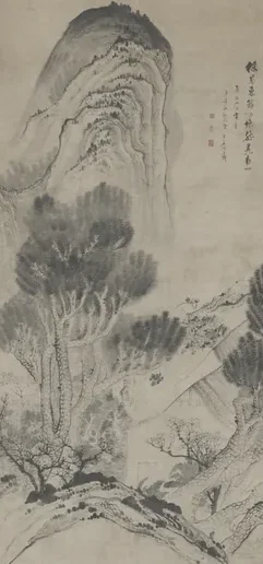 石涛陶诗采菊图轴
