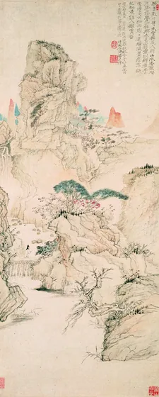 清 石涛 细雨虬松图轴