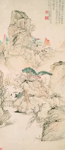 清 石涛 细雨虬松图轴