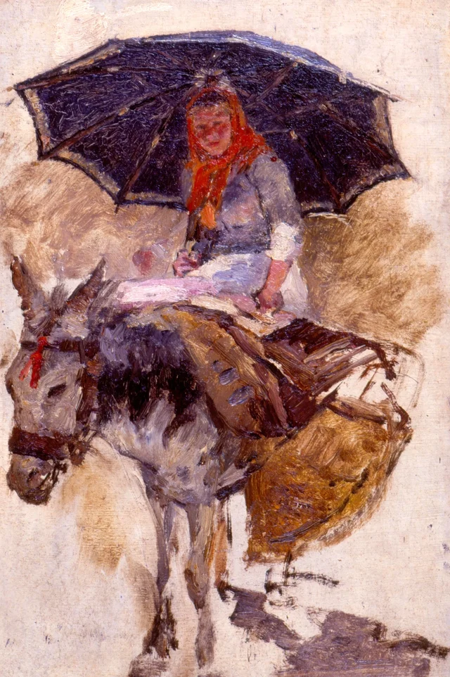 Woman Riding a Donkey, Silva Porto
