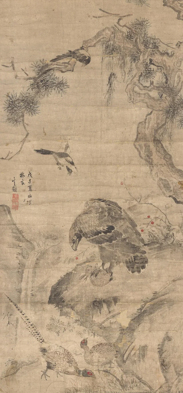 Hawk catching a hare, Sim Sa-jeong