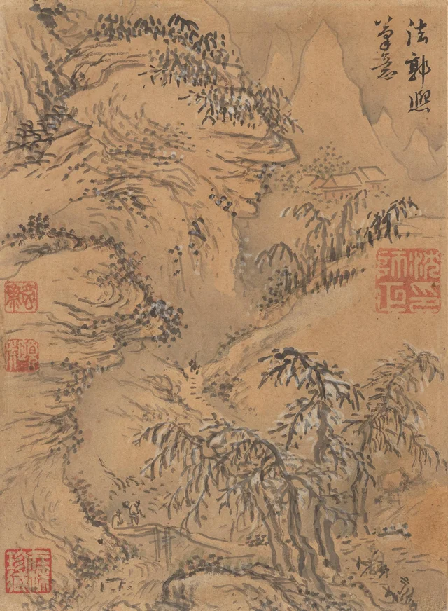Paisaje al estilo de Guo Xi, Sim Sa-jeong