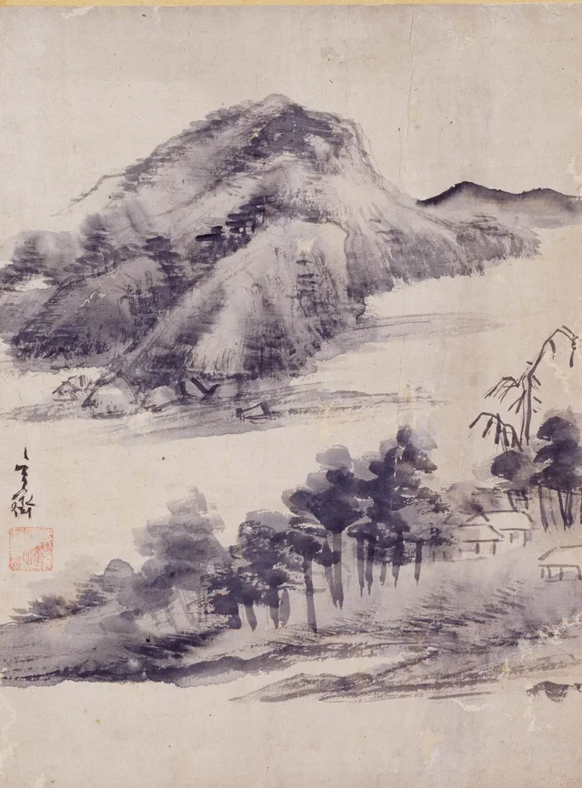 Landscape and peonies, image 1, Sim Sa-jeong