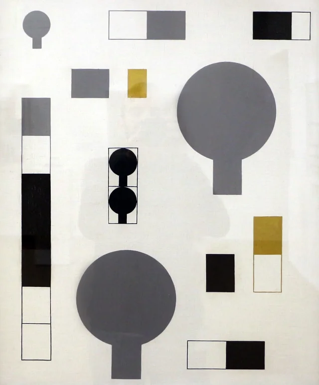 Composición con círculos-con-brazos y rectángulos, Sophie Taeuber-Arp