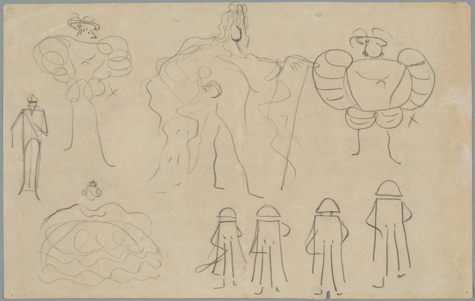 Nove caricaturas históricas: Francisco I, Luís XIV, Henrique VIII, Marian Langiewicz, Maria Teresa, Napoleão (quatro vezes) (frente); onze caricaturas históricas (verso), Stanisław Wyspiański