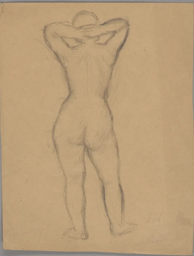 Desnudo de mujer (recto). Boceto de una mujer arrodillada con un ramo de flores en la mano (verso), Stanisław Wyspiański