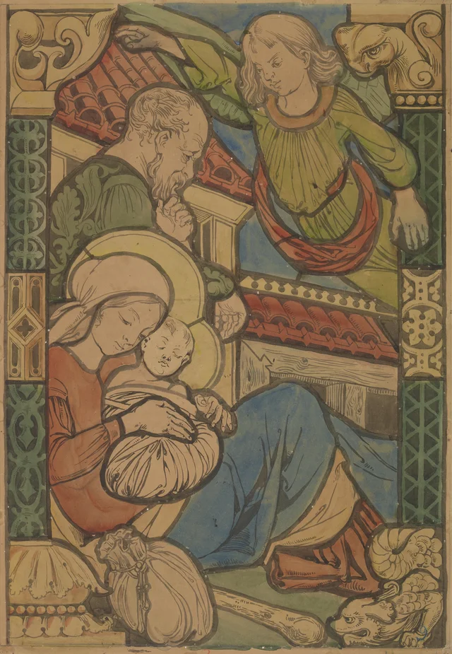 "The Angel Commanding Joseph to Flee to Egypt", design for a panel of the west window of St Mary's Church in Kraków, from the portfolio "Scenes from the Life of the Virgin and Christ", Stanisław Wyspiański