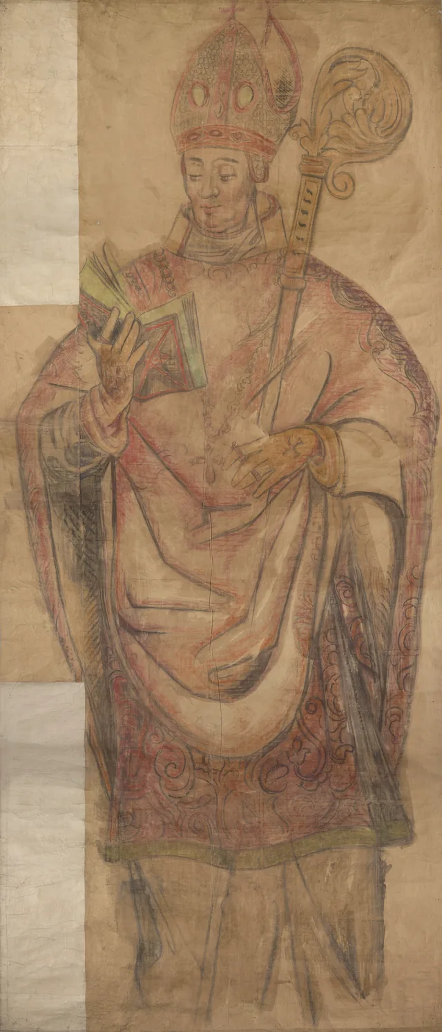 O bispo Iwo Odrowąż, levantamento de uma pintura mural da igreja da Santa Cruz de Cracóvia