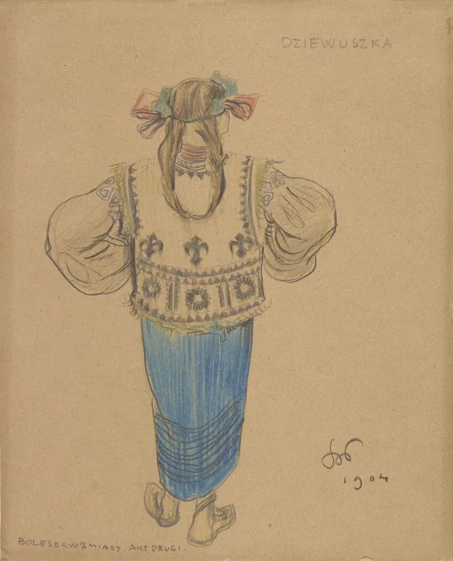 «Dziewuszka», projeto de figurino para o drama «Boleslau, o Ousado» (ato II), Stanisław Wyspiański