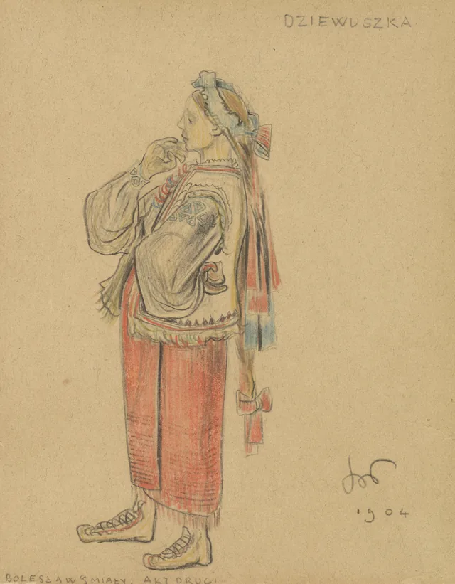 «Dziewuszka», projeto de figurino para o drama «Boleslau, o Ousado» (ato II), Stanisław Wyspiański