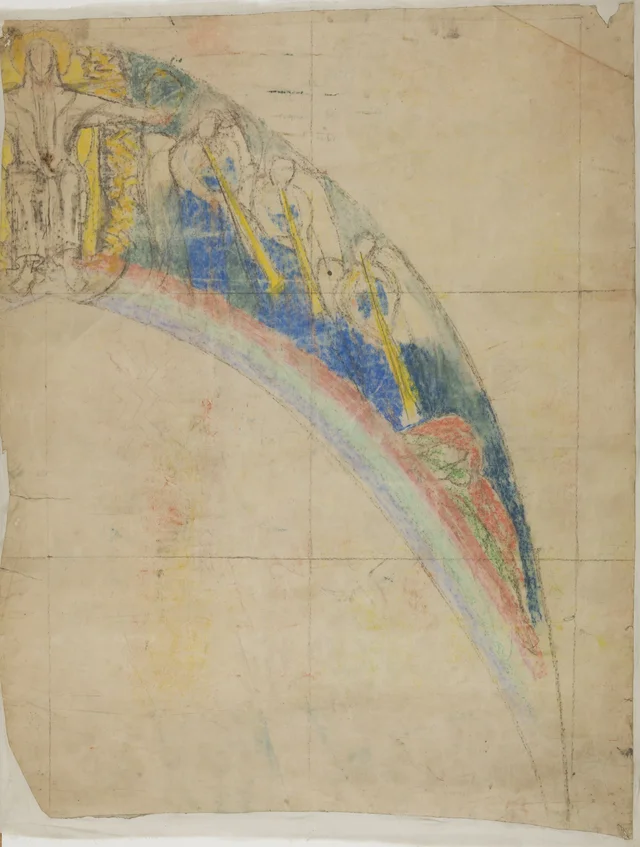 Fragment de la scène du « Jugement dernier » pour la décoration peinte de l'arc triomphal de l'église des Franciscains de Cracovie, Stanisław Wyspiański