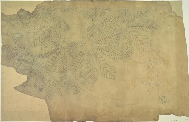 Folhas e flor de castanheiro, projeto para a policromia da Casa da Sociedade dos médicos de Cracóvia, Stanisław Wyspiański