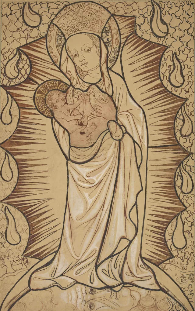 Virgem com o Menino, reconstituição artística de um painel de vitral da igreja dos Dominicanos de Cracóvia