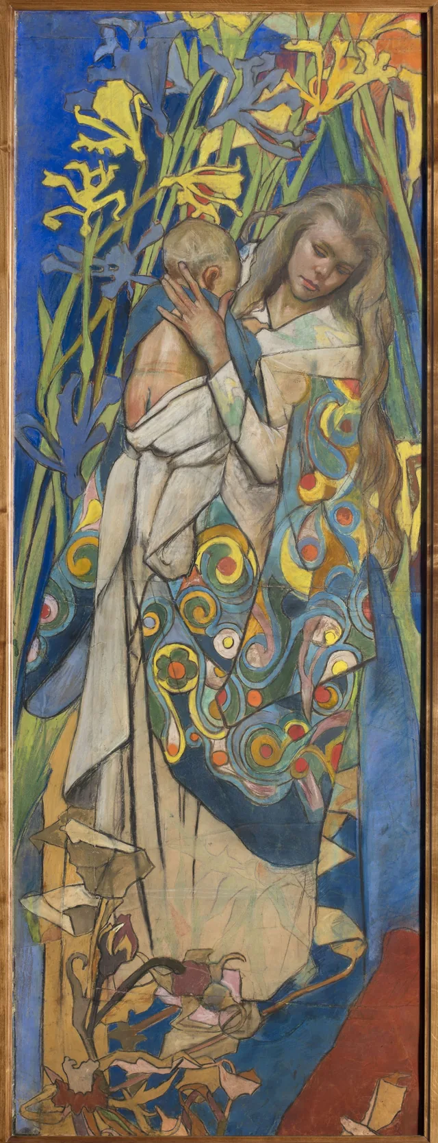 Madonna and Child, study for the stained glass of the Latin cathedral in Lviv "The Vow of King John Casimir Vasa in the Lviv Cathedral in 1656", Stanisław Wyspiański