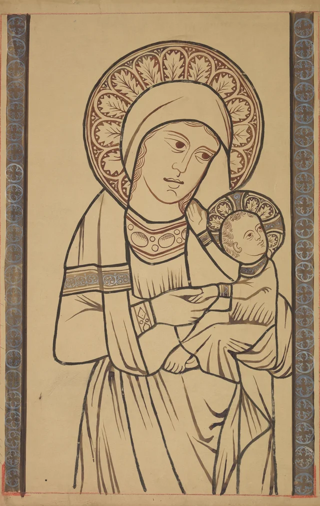 A Virgem com o Menino, reconstituição artística de um painel de vitral da igreja dos Dominicanos de Cracóvia