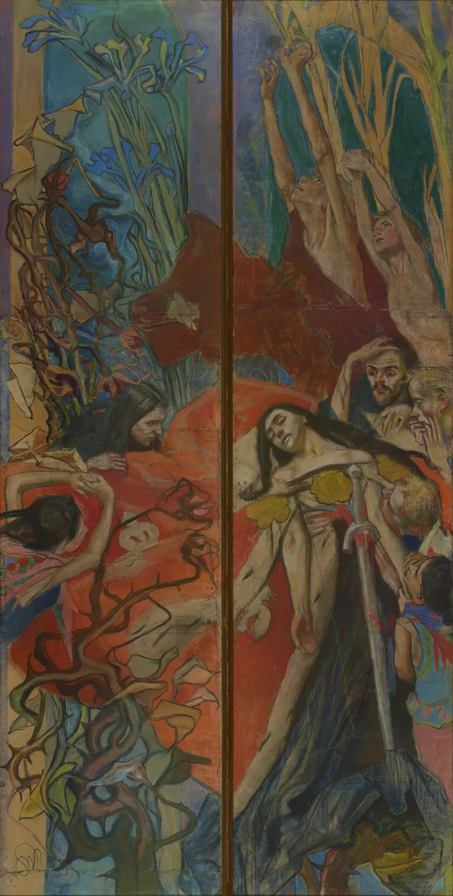 Polonia, réplica da parte inferior do projeto de vitral para a janela alta da catedral de Lviv