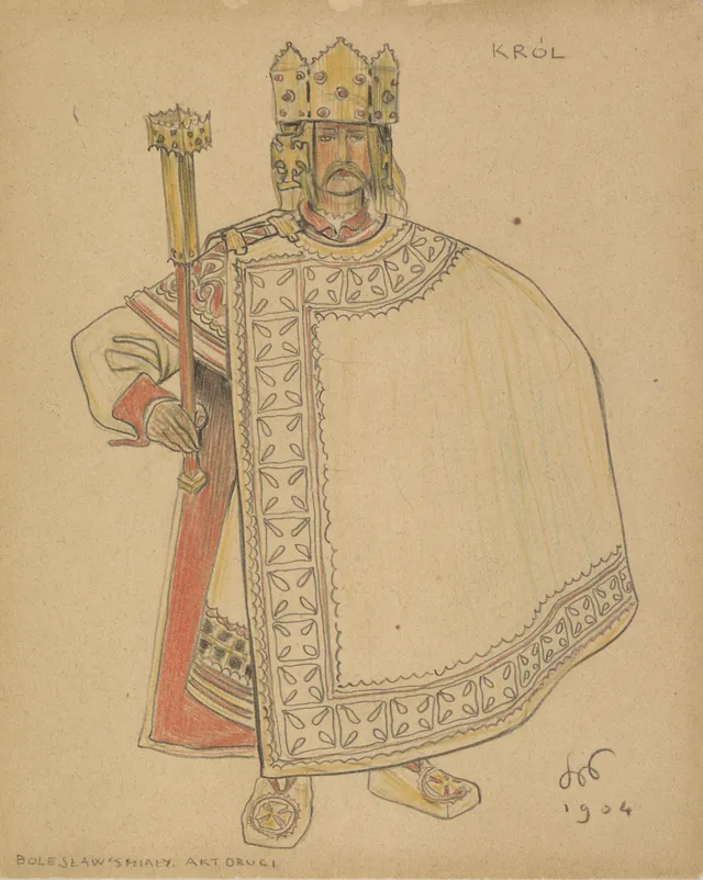 Projeto de figurino do «Rei» para o drama «Boleslau, o Ousado» (ato II), Stanisław Wyspiański