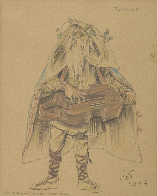 «O Rapsodo», projeto de figurino para o drama «Boleslau, o Ousado» (ato II), Stanisław Wyspiański