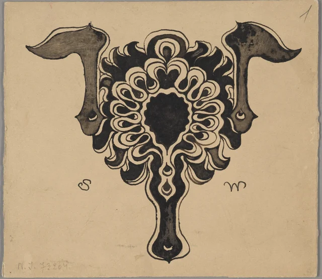 Pequena cesta de flores estilizada, ornamento para o semanário «Życie»