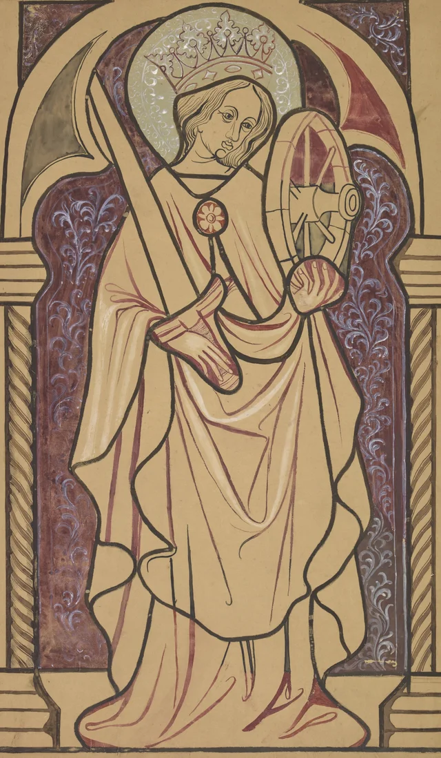 Santa Catarina de Alexandria, reconstituição artística de um painel de vitral da igreja dos Dominicanos de Cracóvia