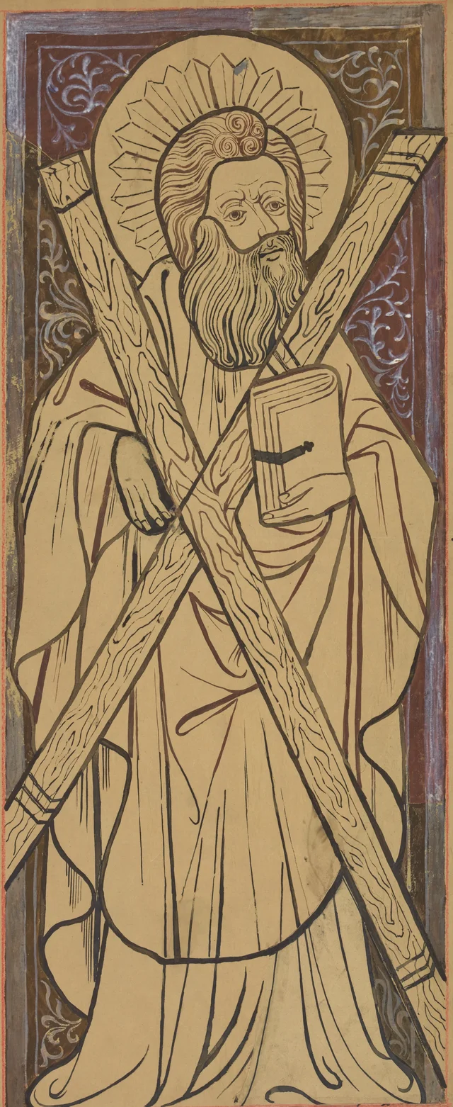 Santo André, reconstituição artística de um painel de vitral da igreja dos Dominicanos de Cracóvia