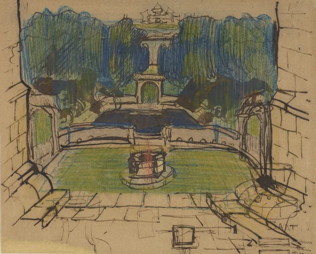 Esboço de cenário para o ato I de «Skałka», Stanisław Wyspiański
