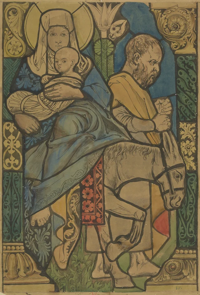 "The Flight into Egypt", design for a panel of the west window of St Mary's Church in Kraków, from the portfolio "Scenes from the Life of the Virgin and Christ", Stanisław Wyspiański