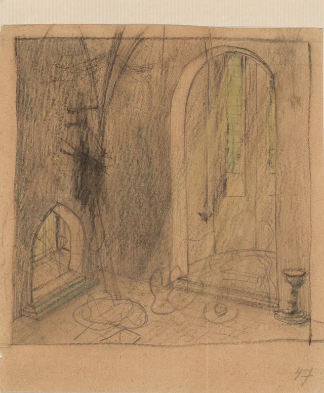 Interior de uma igreja, esboço para a cena II de «Os Antepassados» de Adam Mickiewicz