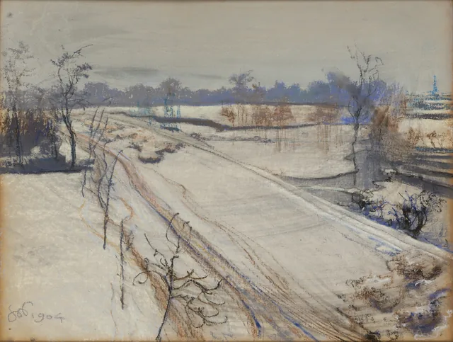Vista da janela sobre o monte Kościuszko em Cracóvia, dia cinzento, Stanisław Wyspiański