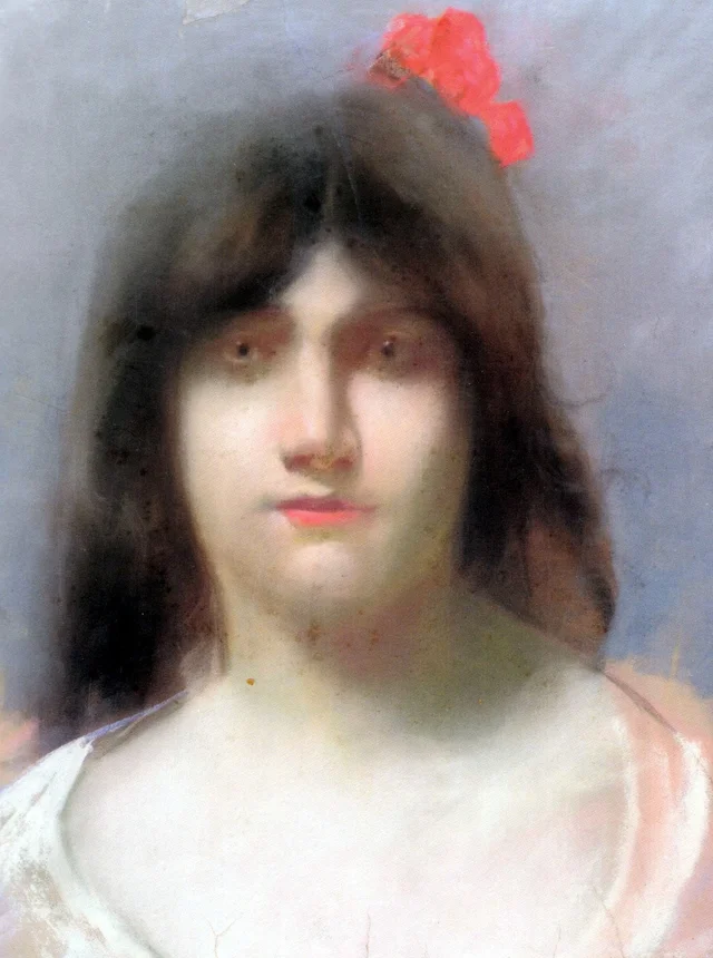 Portrait de fille à la fleur dans les cheveux (Ophélie)