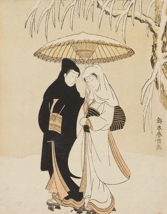 Amantes sob um único guarda-chuva, Suzuki Harunobu
