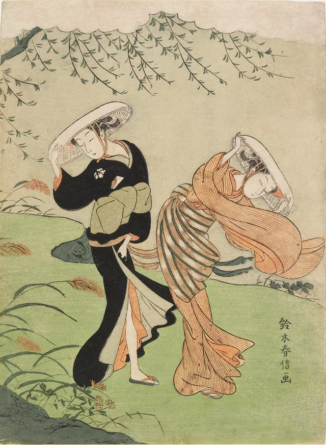 Two Women in the Autumn Wind, Suzuki Harunobu