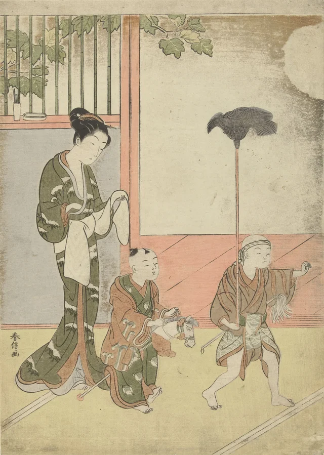 Woman and Playing Boys, Suzuki Harunobu