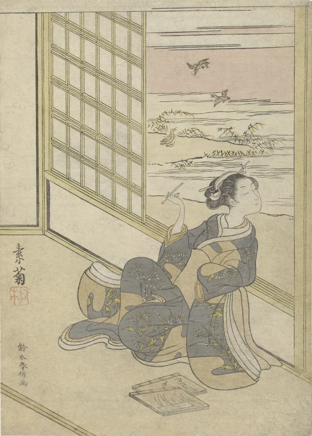 Girl Listening to the Snipes, Suzuki Harunobu