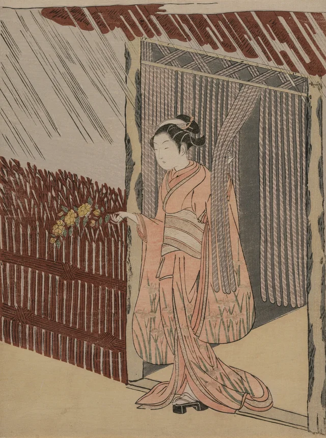 Jovem vestida de rosa, Suzuki Harunobu
