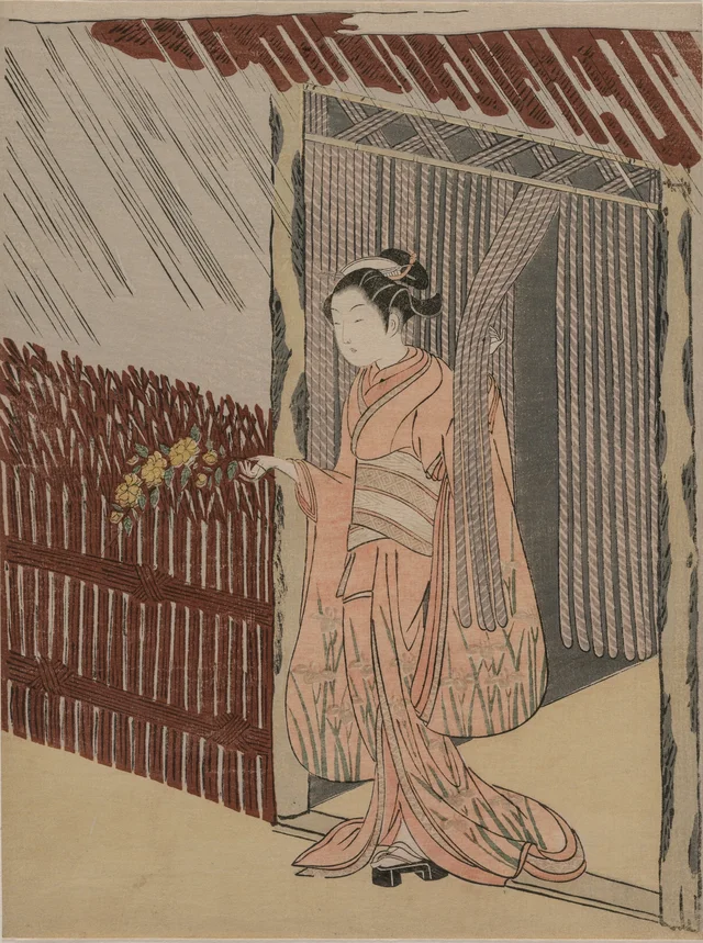 A Girl Dressing in Pink, Suzuki Harunobu