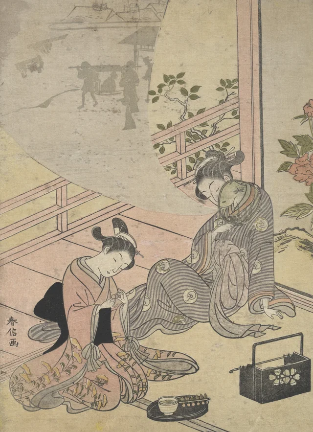 Parodia del cuento del joven Lu: cortesana soñando, Suzuki Harunobu